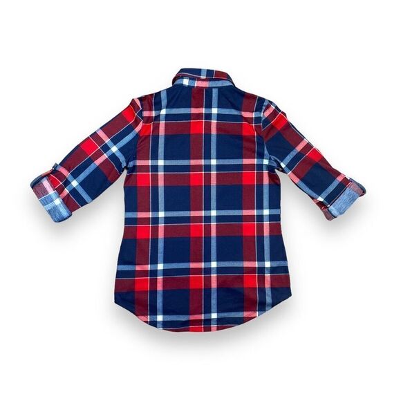 Polly & Ester Red Plaid Flannel Fitted Shirt Sz M - Picture 6 of 11